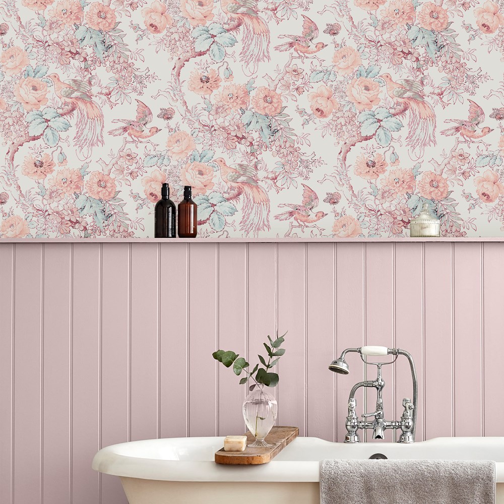 Birtle Wallpaper 115269 by Laura Ashley in Blush Pink